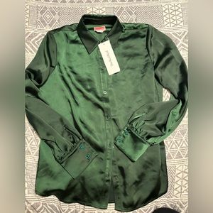 Kate Spade Silk Shirt with Flower Cuff Buttons